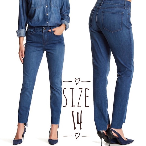 NYDJ Denim - NYDJ – Alina Raw Step Hem Blue Jeans Leggins  14